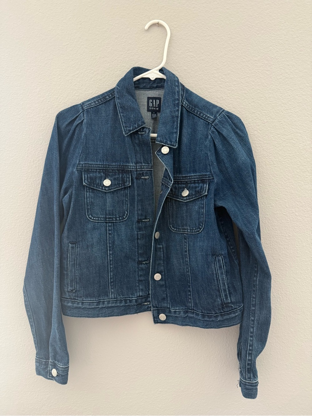GAP Dark Blue Women's Denim Jacket with Classic Pockets